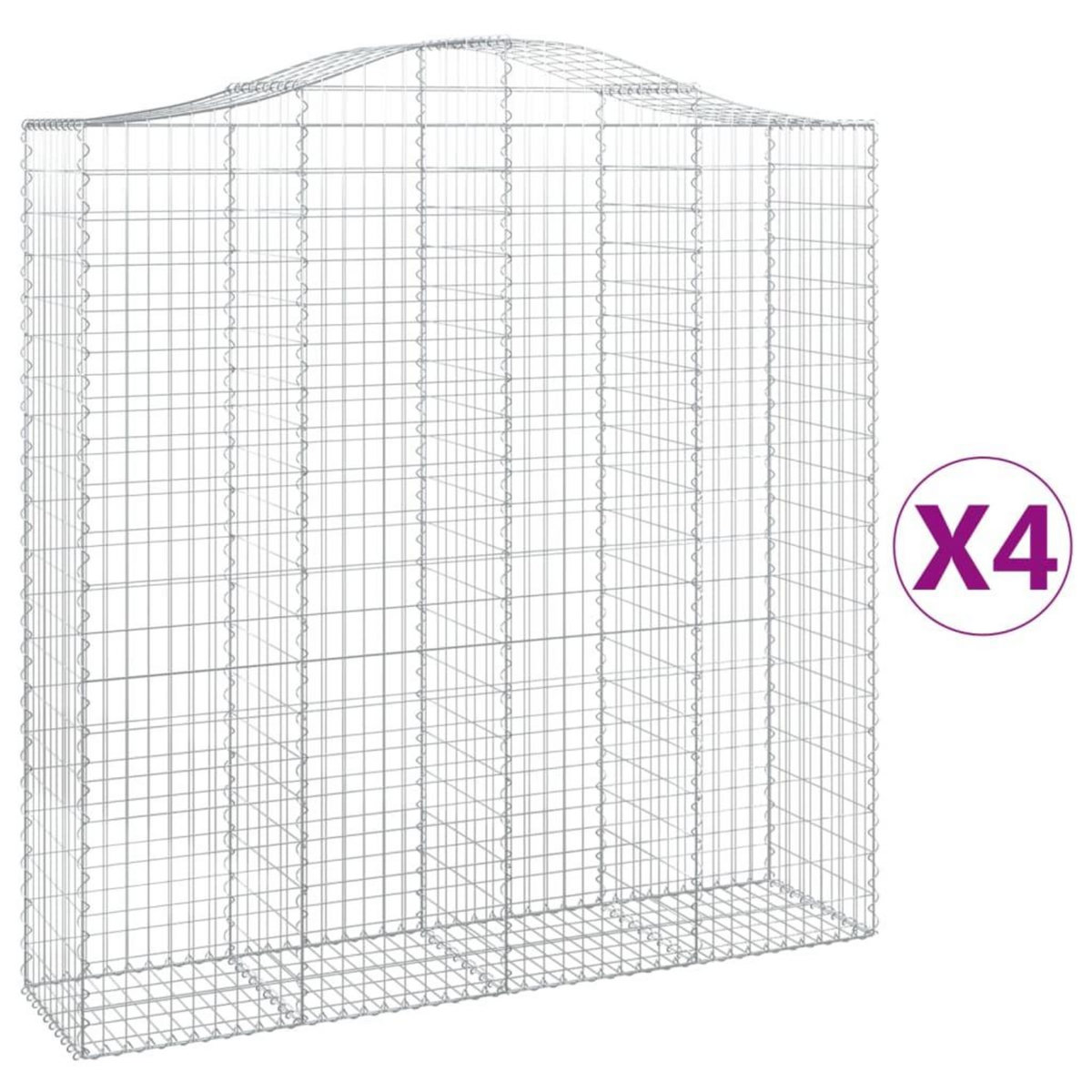 VIDAXL Paniers a gabions arques 4 pcs 200x50x200/220 cm Fer galvanise