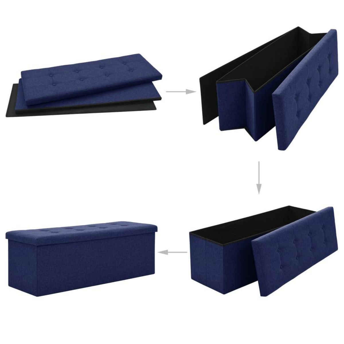 VIDAXL Banc de rangement pliable Bleu Faux lin