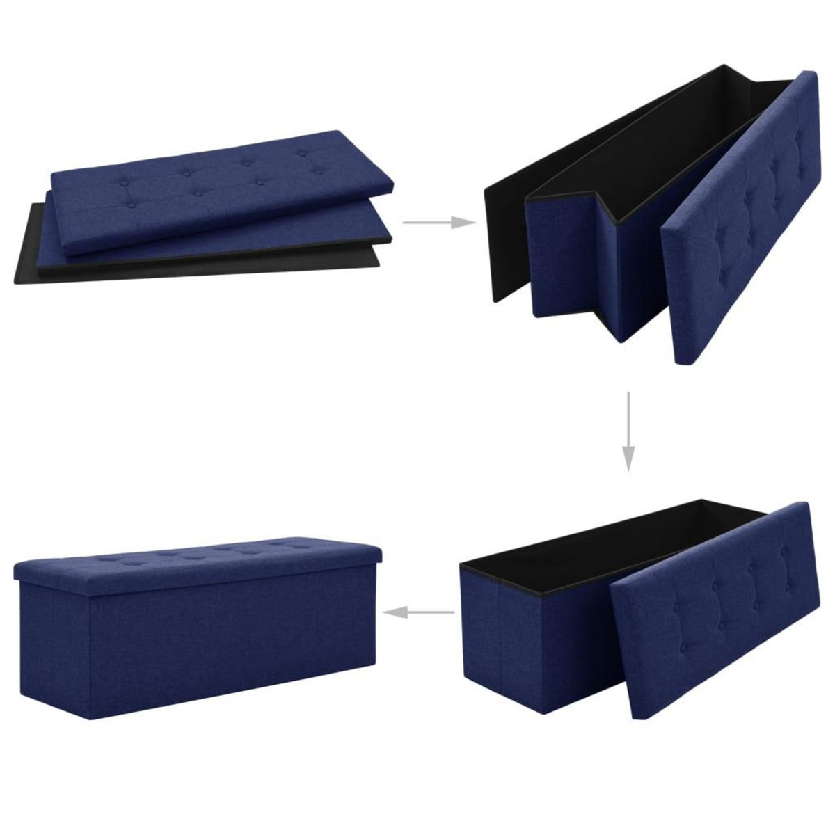 VIDAXL Banc de rangement pliable Bleu Faux lin