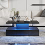 Voir la diapositive 2 : MERAX Table basse rectangulaire noir - 50x100 cm led panneaux de particules
