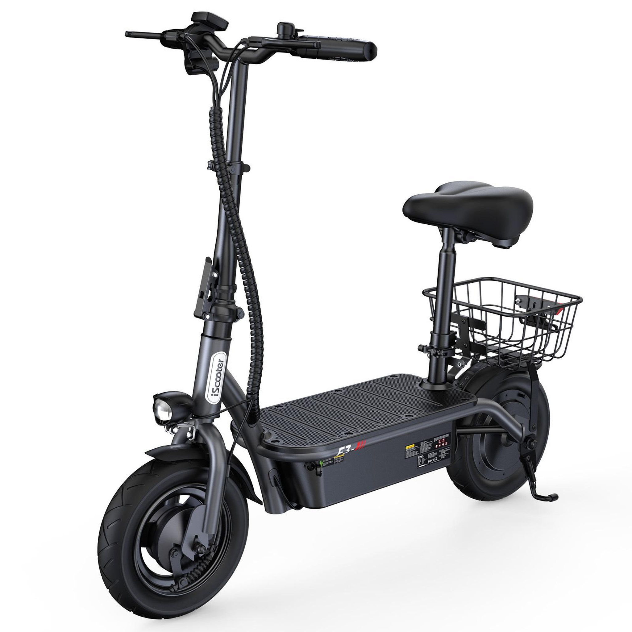 Voir la diapositive 2 : ISCOOTER Trottinette électrique iScooter F3 avec siège et panier, 10 pouces, 48 ​​V 13 Ah