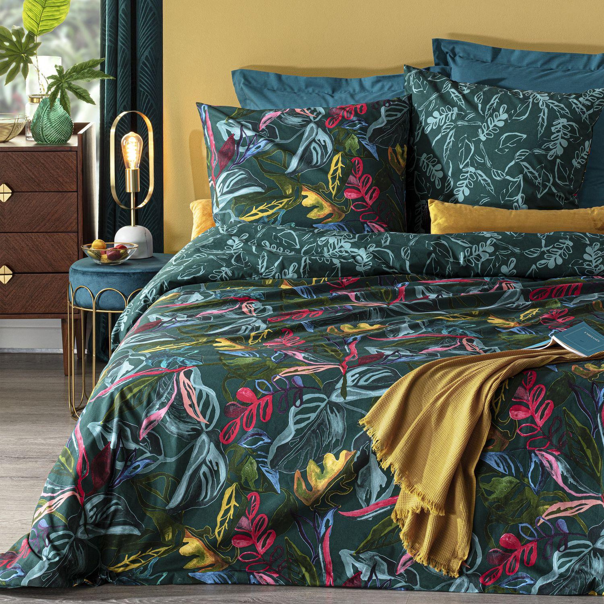 Voir la diapositive 2 : ATMOSPHERA Parure de lit 2 places en coton imprimé selva - 240x220 cm - bleu