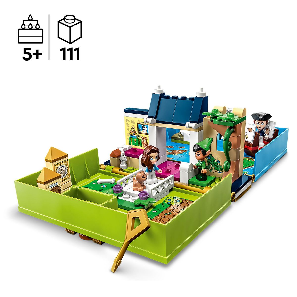 LEGO Disney Classic 43220 Les Aventures de Peter Pan et Wendy dans un Livre de Contes, Jouet de Voyage pour Enfants 5 Ans, avec Micro-poupées et Bateau Pirate