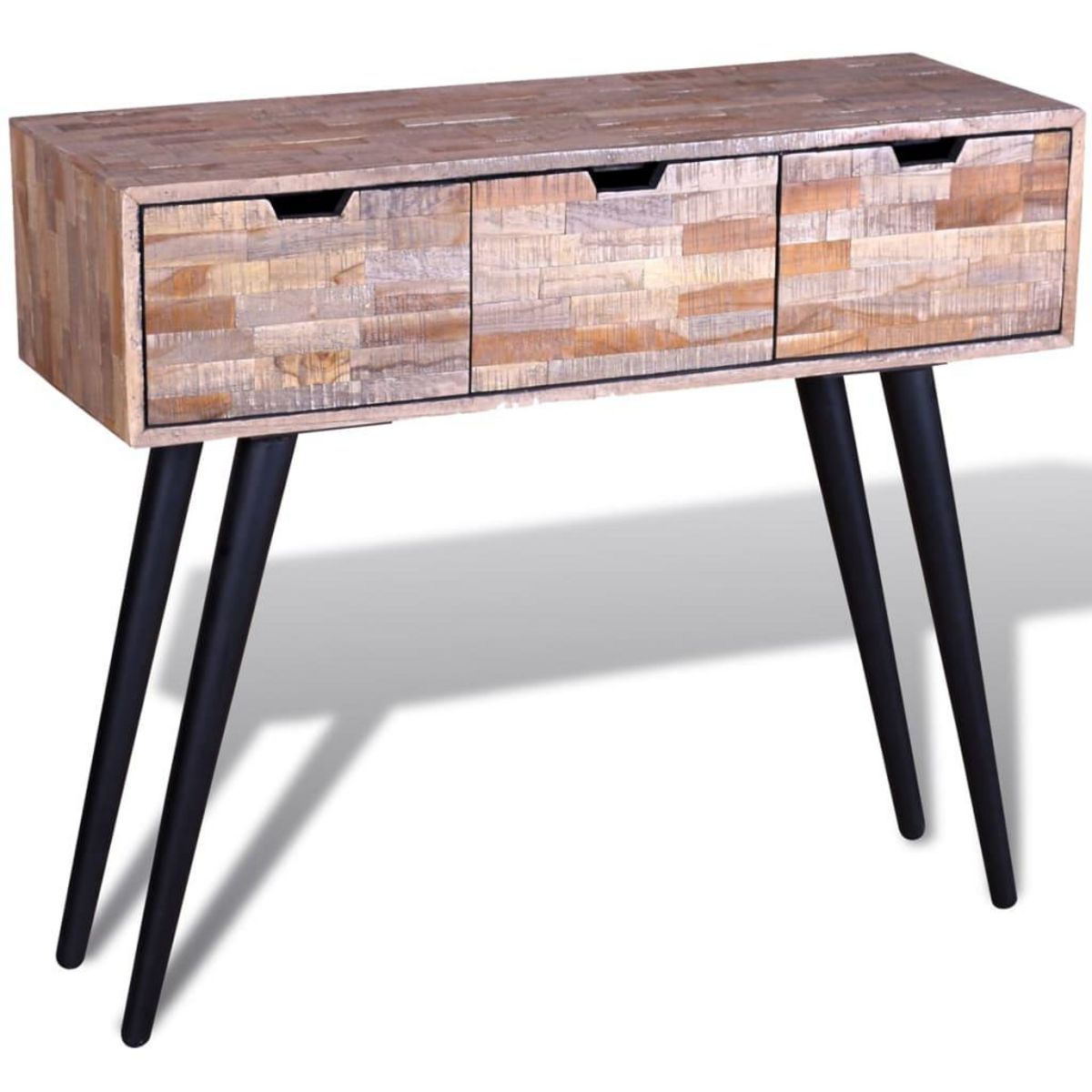 VIDAXL Table console avec 3 tiroirs Bois de teck recycle