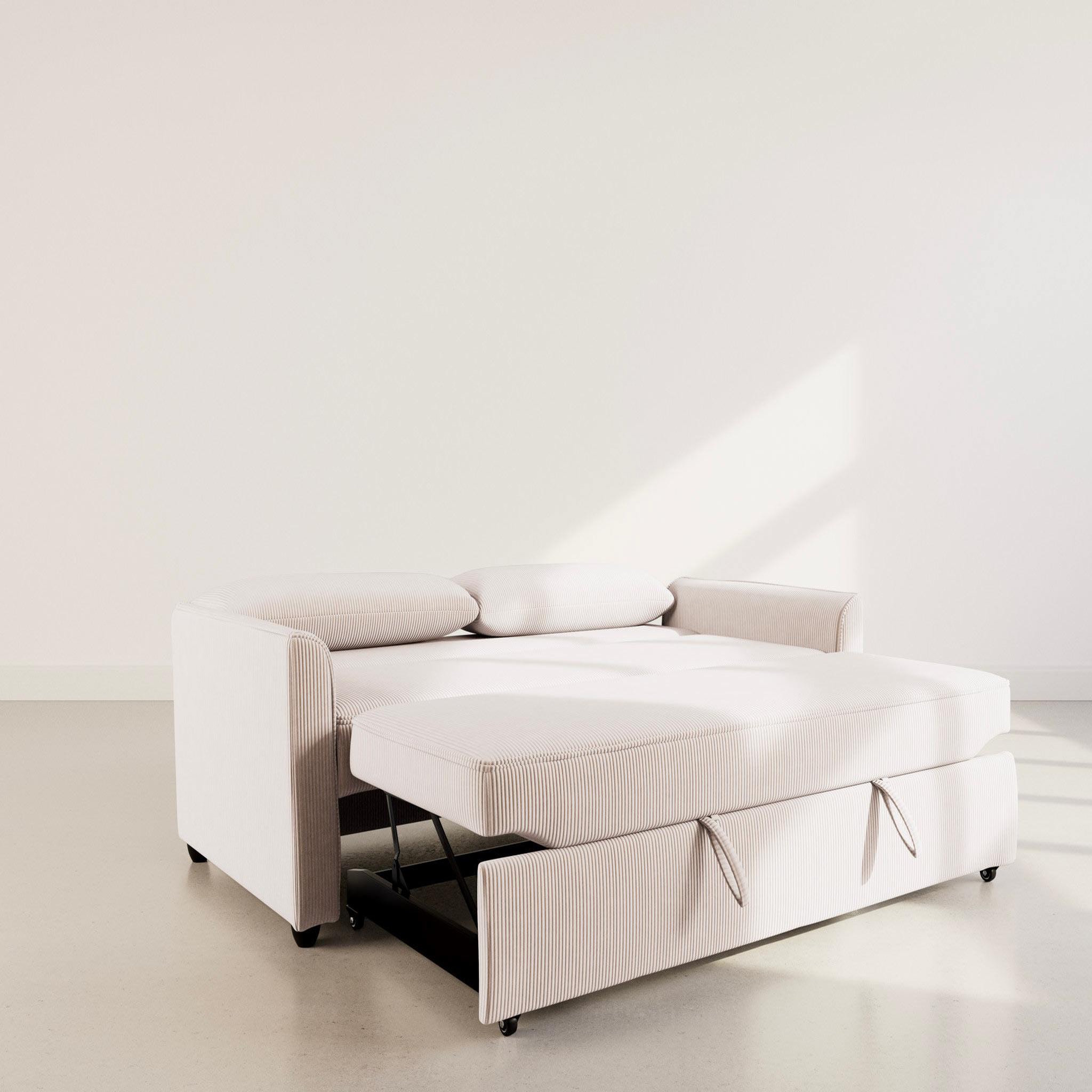Voir la diapositive 5 : BEST MOBILIER Ernest - canapé droit 3 places convertible en velours côtelé