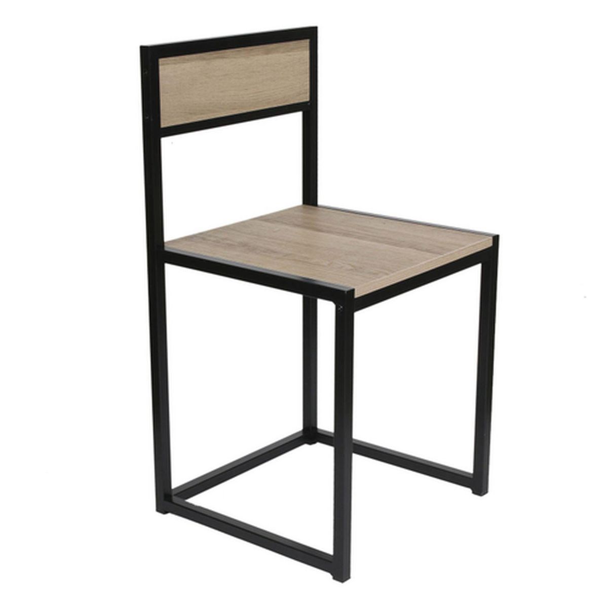 The Home Deco Factory Ensemble table et 2 chaises en MDF et Métal - Noir et Beige