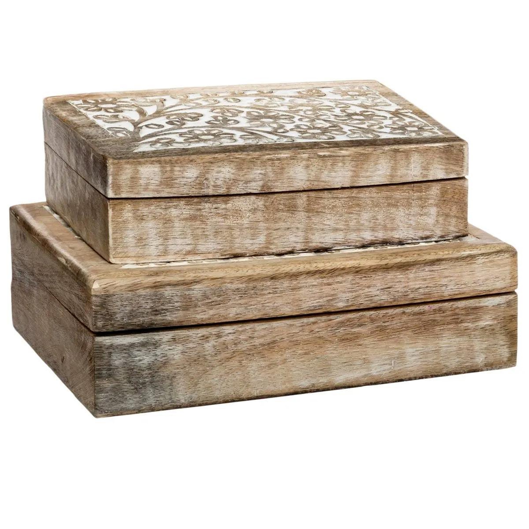 ATMOSPHERA Lot de 2 boîtes de rangement  ritual  25cm naturel