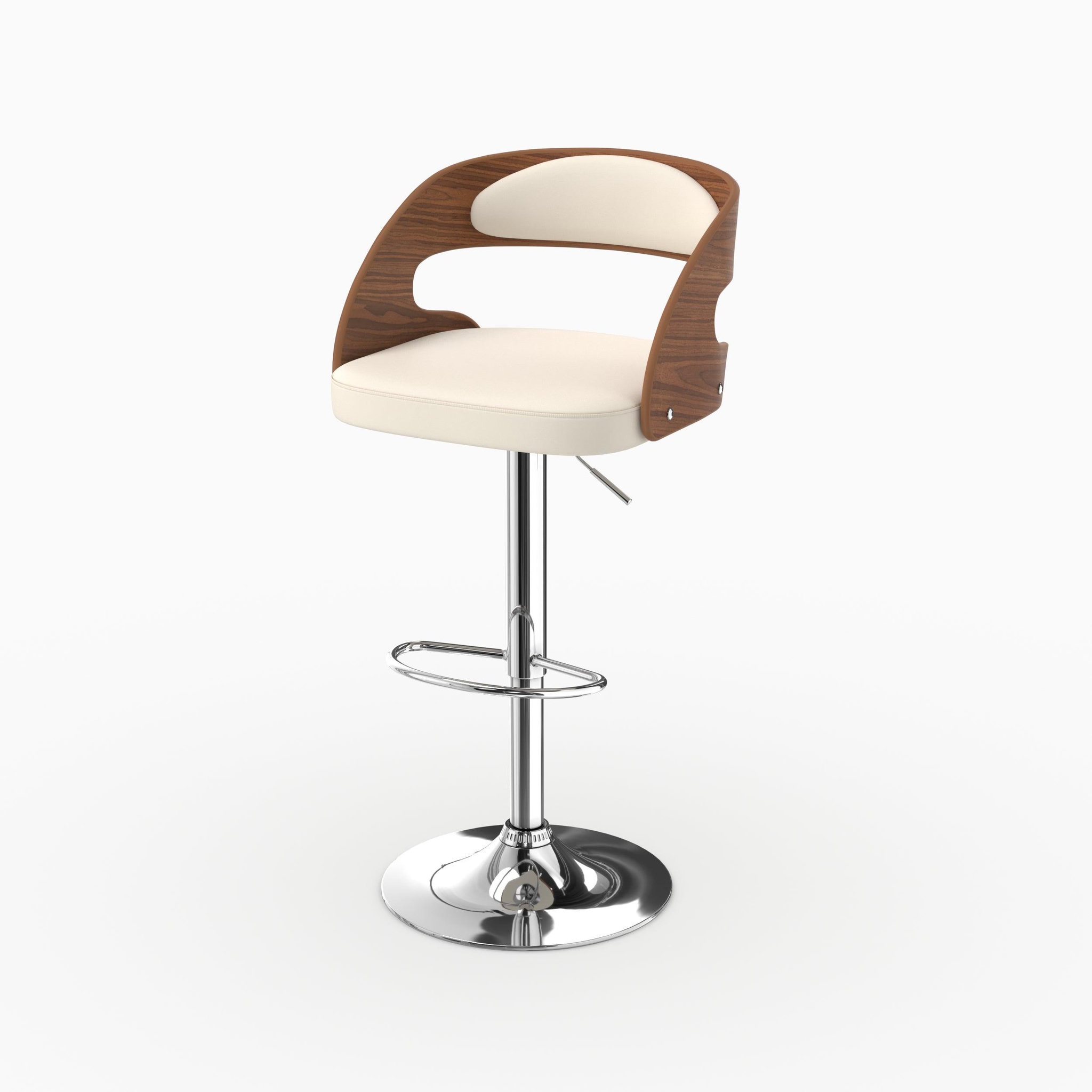 MAISON PAVANE Chaise de bar réglable 62/84 cm en cuir synthétique blanc-louis