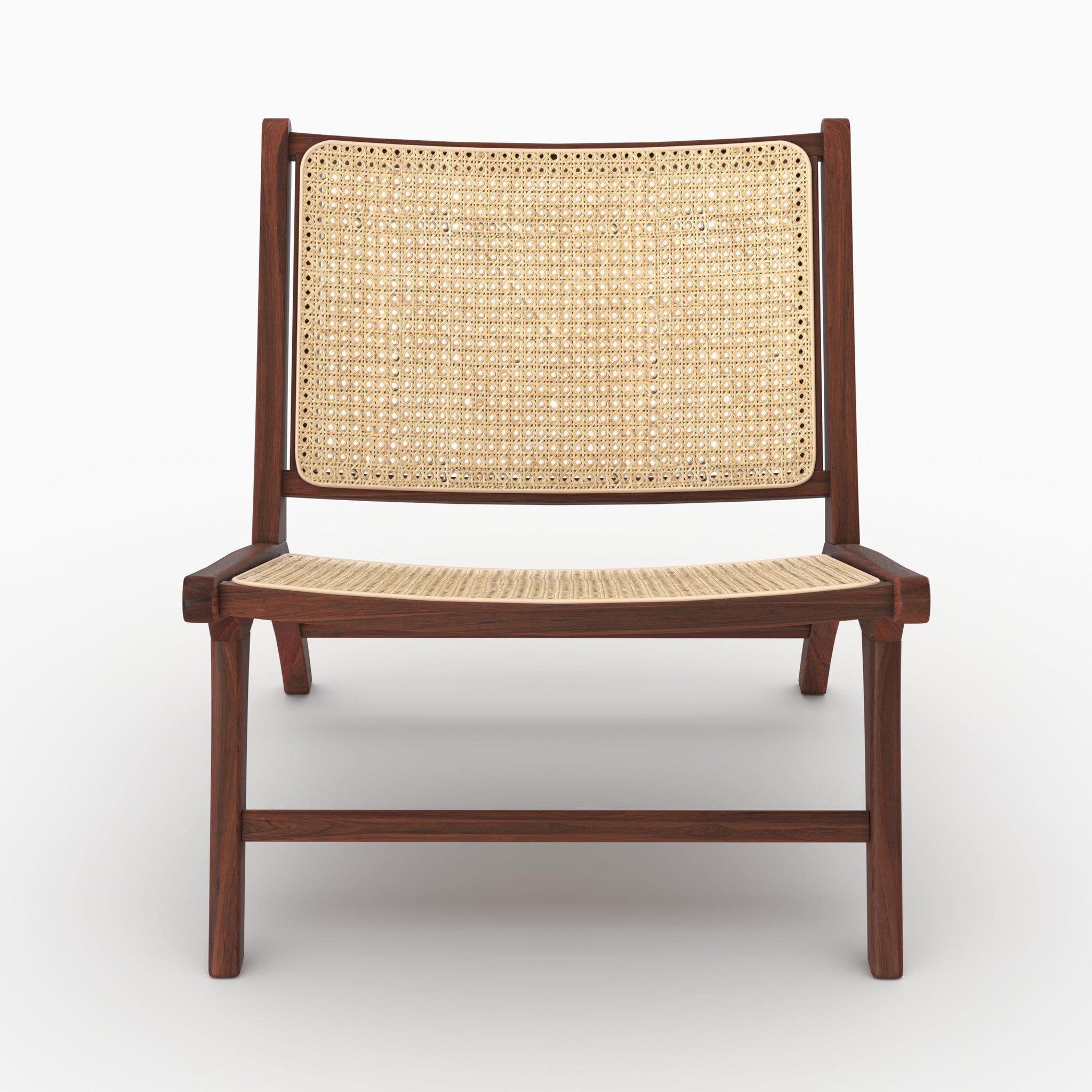 Voir la diapositive 3 : MAISON PAVANE Fauteuil en bois de teck finition noyer et cannage en rotin-kilka