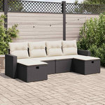 VIDAXL Salon de jardin 6 pcs avec coussins noir resine tressee