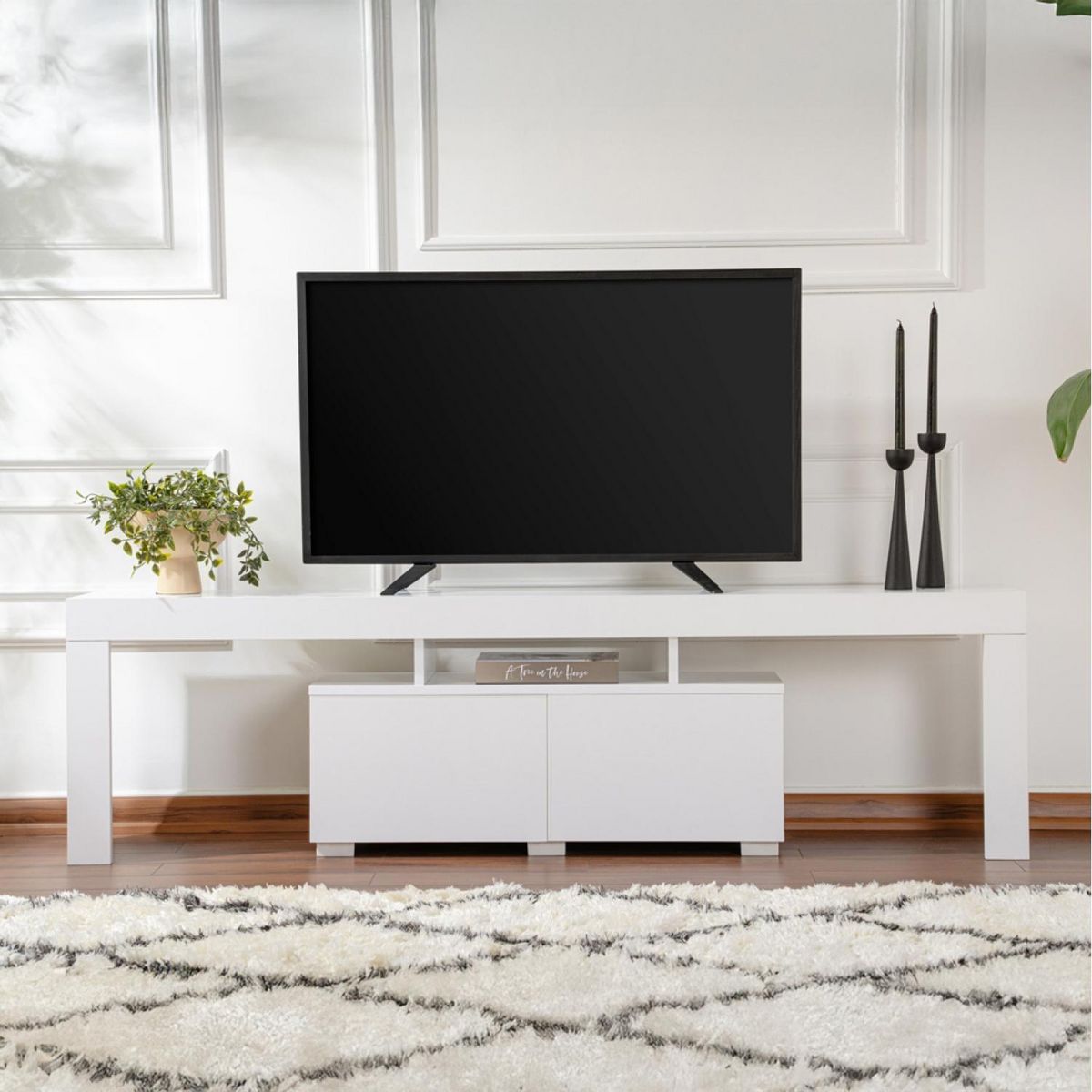 CONCEPT USINE Meuble TV avec placards blanc 180cm BASO