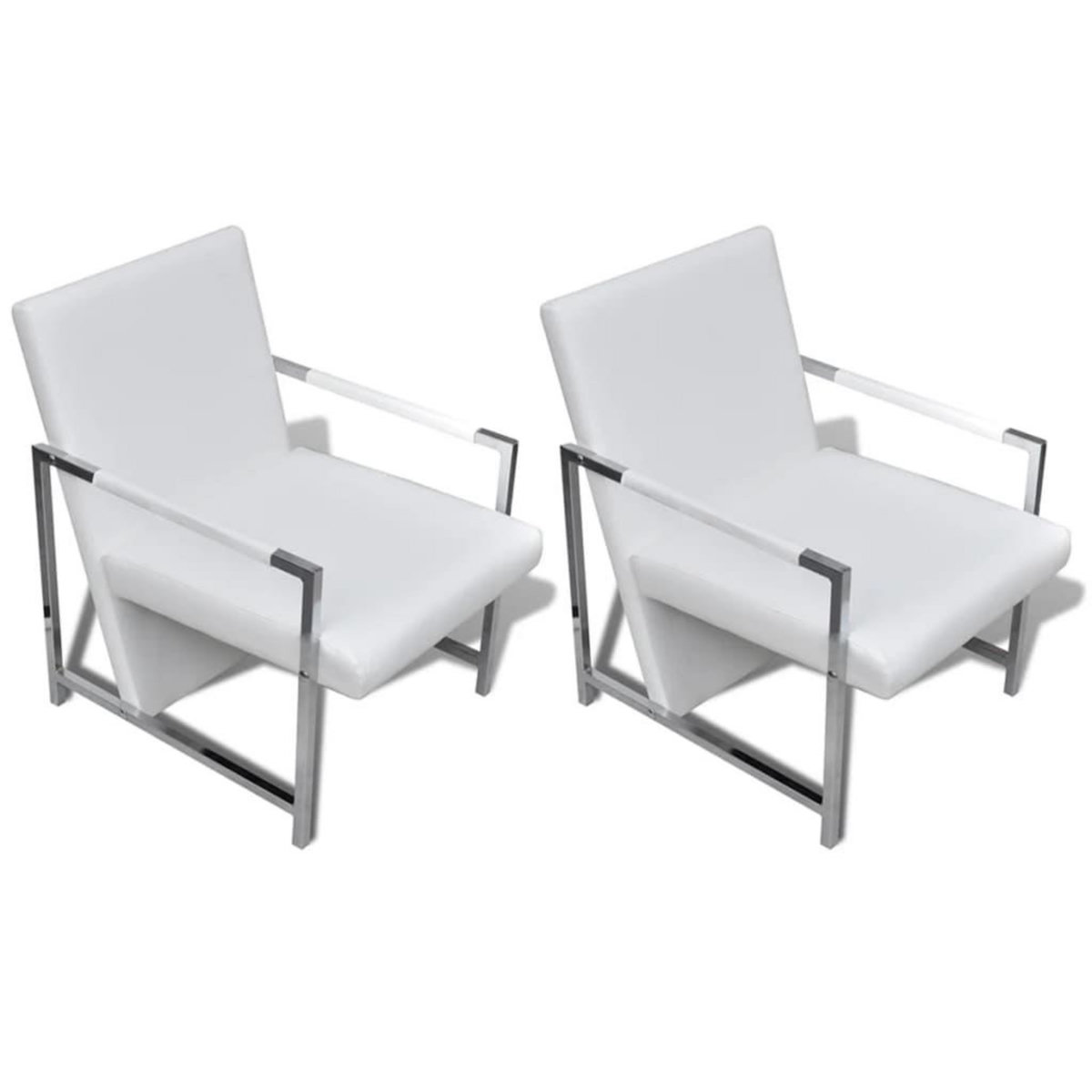 VIDAXL Fauteuils lot de 2 avec cadre chrome blanc similicuir