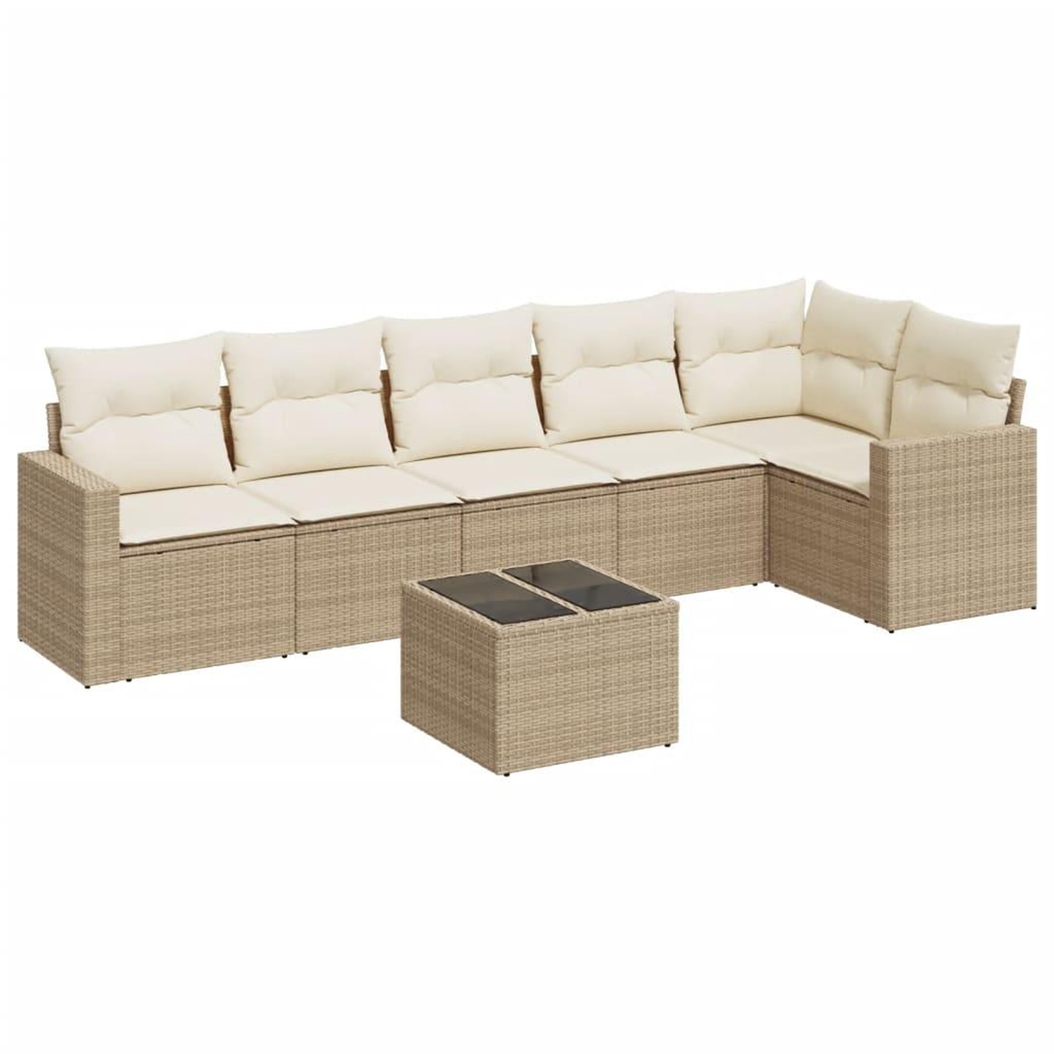 Voir la diapositive 2 : VIDAXL Salon de jardin avec coussins 7 pcs beige resine tressee