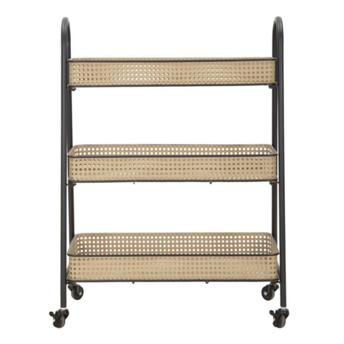 Paris Prix Desserte de Cuisine 3 Niveaux  Fuji  80cm Naturel & Noir