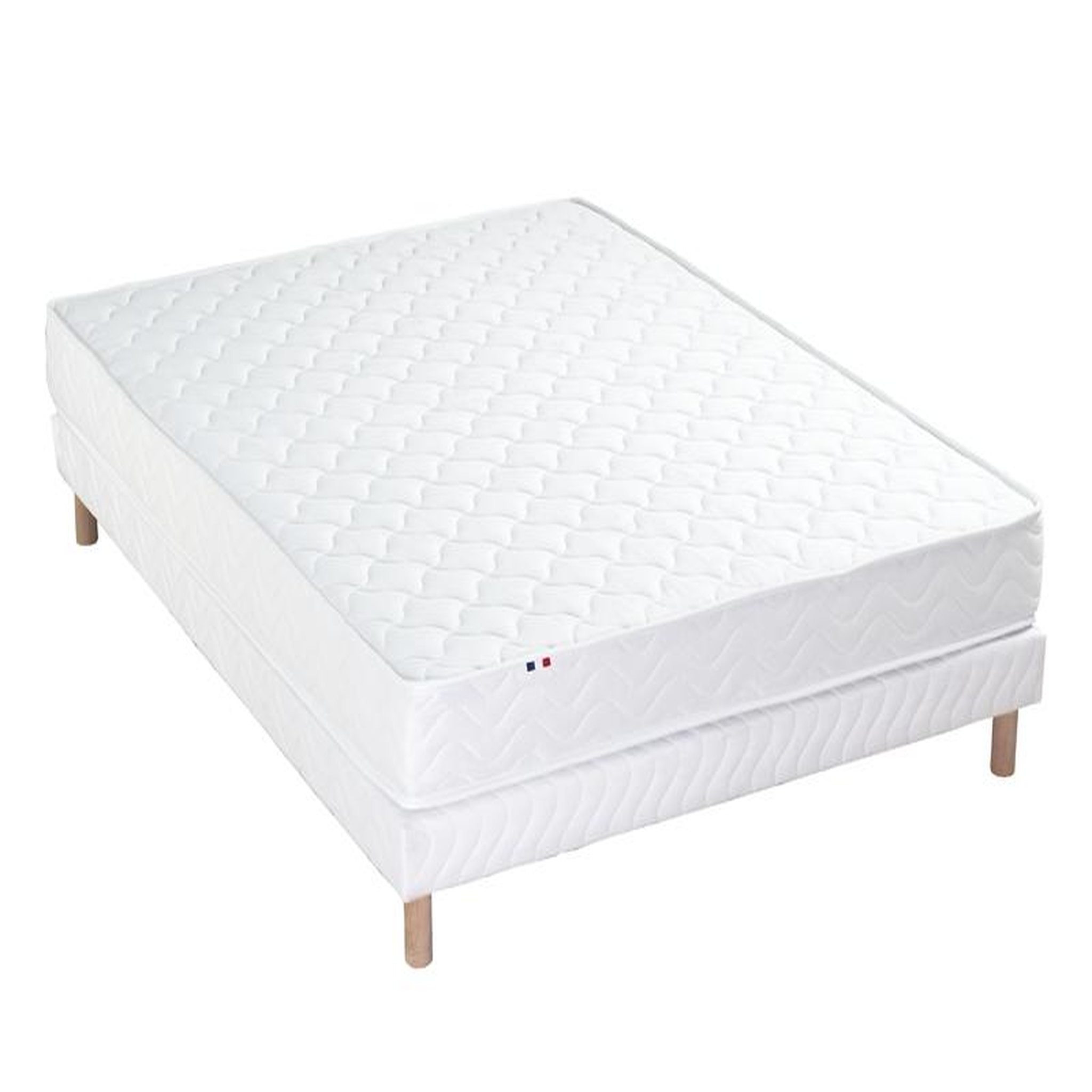 Voir la diapositive 2 : Ensemble Matelas Mousse Accueil Latex 3 Zones + Sommier 140x190 cm Blanc TOULON
