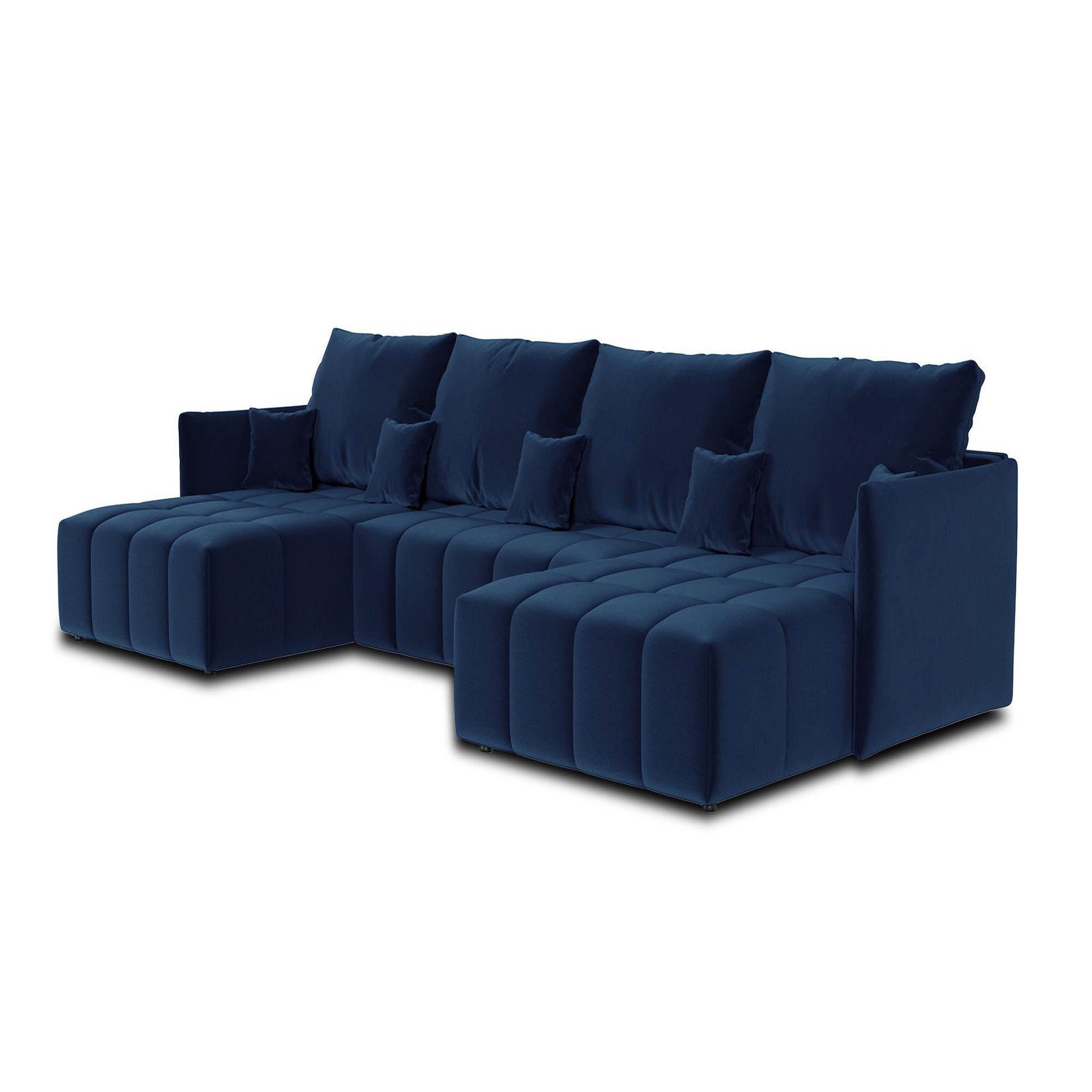 Voir la diapositive 4 : BEST MOBILIER Petra - canapé panoramique en u - 7 places - convertible - avec coffre - en velours