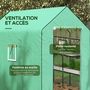 Voir la diapositive 6 : OUTSUNNY Bâche de remplacement serre de jardin dim. 140L x 213l x 190H cm - 2 fenêtres, porte zippée enroulable - PE anti-UV imperméable vert