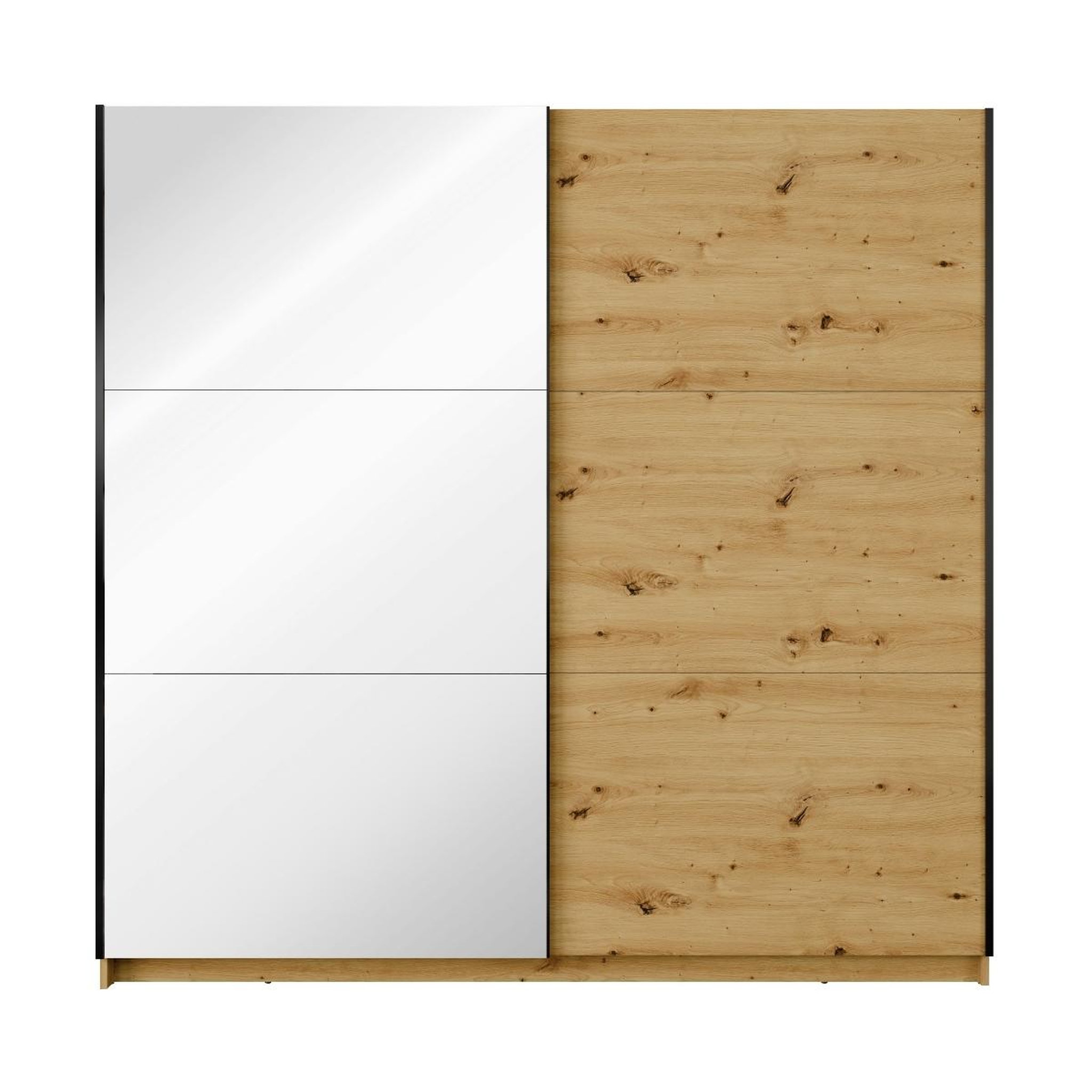 Voir la diapositive 4 : JLC KREATION Armoire coulissante bois avec miroir 200cm kassy