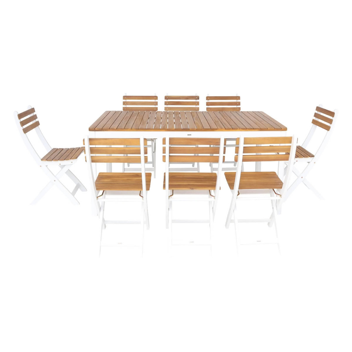 SWEEEK Table de jardin acacia avec coins arrondis, 8 chaises, 160 x 90 x 75 cm