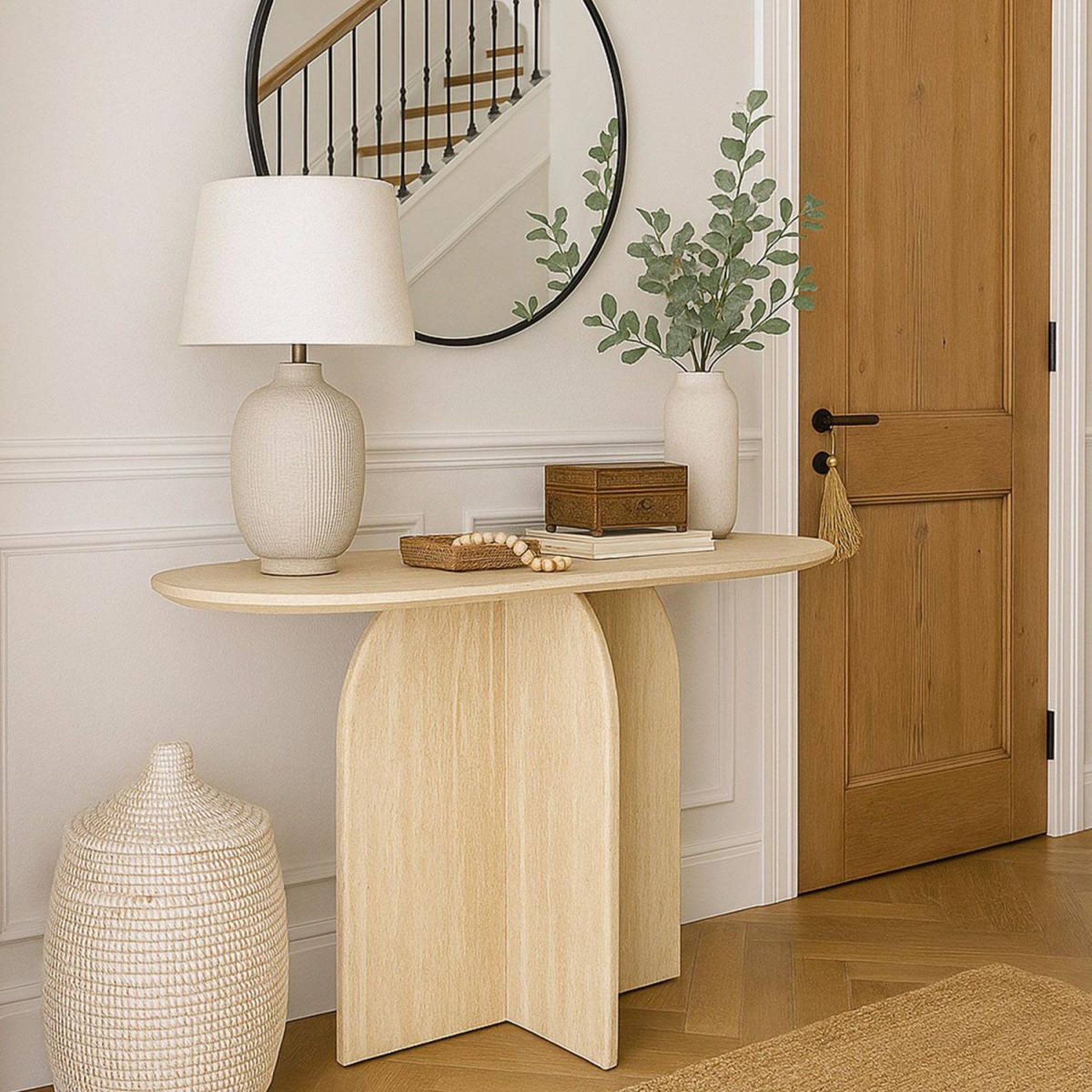 Voir la diapositive 5 : Paris Prix Console design effet travertin  catrina  120cm beige