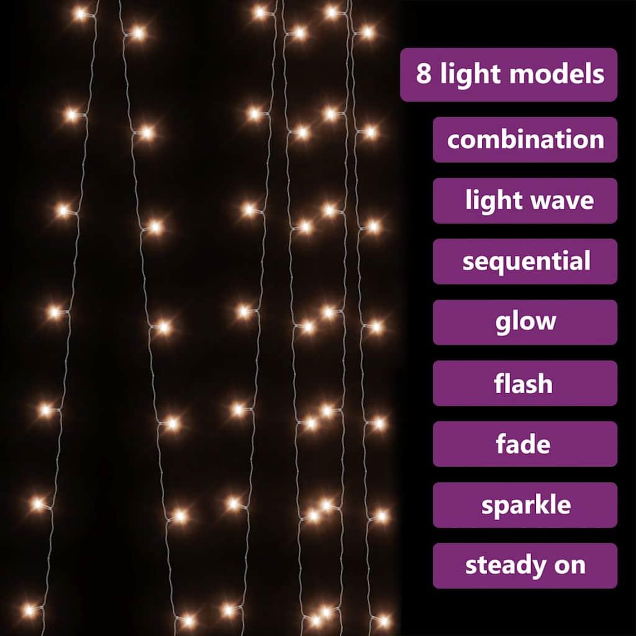 Voir la diapositive 3 : VIDAXL Rideaux lumineux a LED 3x3 m 300 LED Blanc chaud 8 fonctions