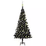 VIDAXL Arbre de Noël artificiel pre-eclaire et boules noir 180 cm PVC