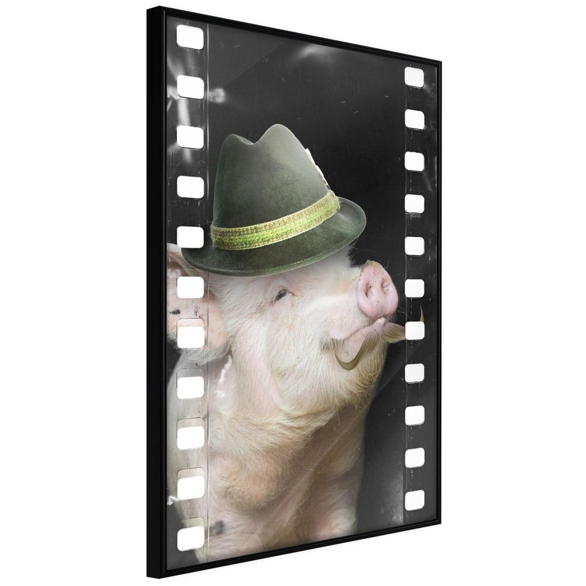 Paris Prix Affiche murale encadrée  dressed up piggy. Coloris disponibles : Jaune, Noir
