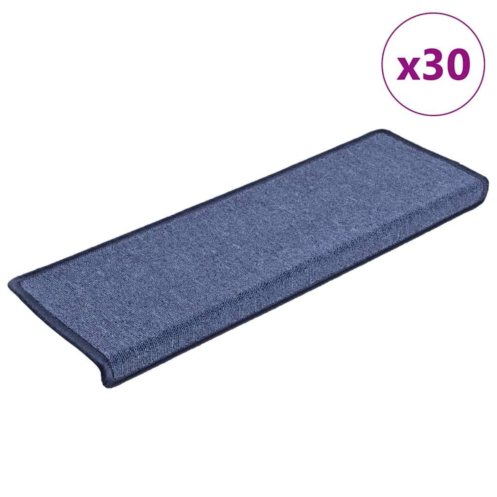 VIDAXL Tapis d'escalier 30 pcs 65x25 cm Bleu