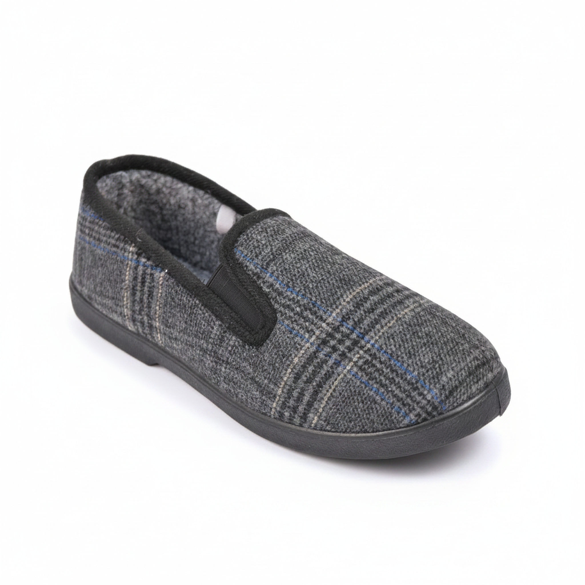 OZABI Ozabi pantoufles charentaises homme fourrées prince-de-galles antidérapantes. Coloris disponibles : Noir, Marron, Gris