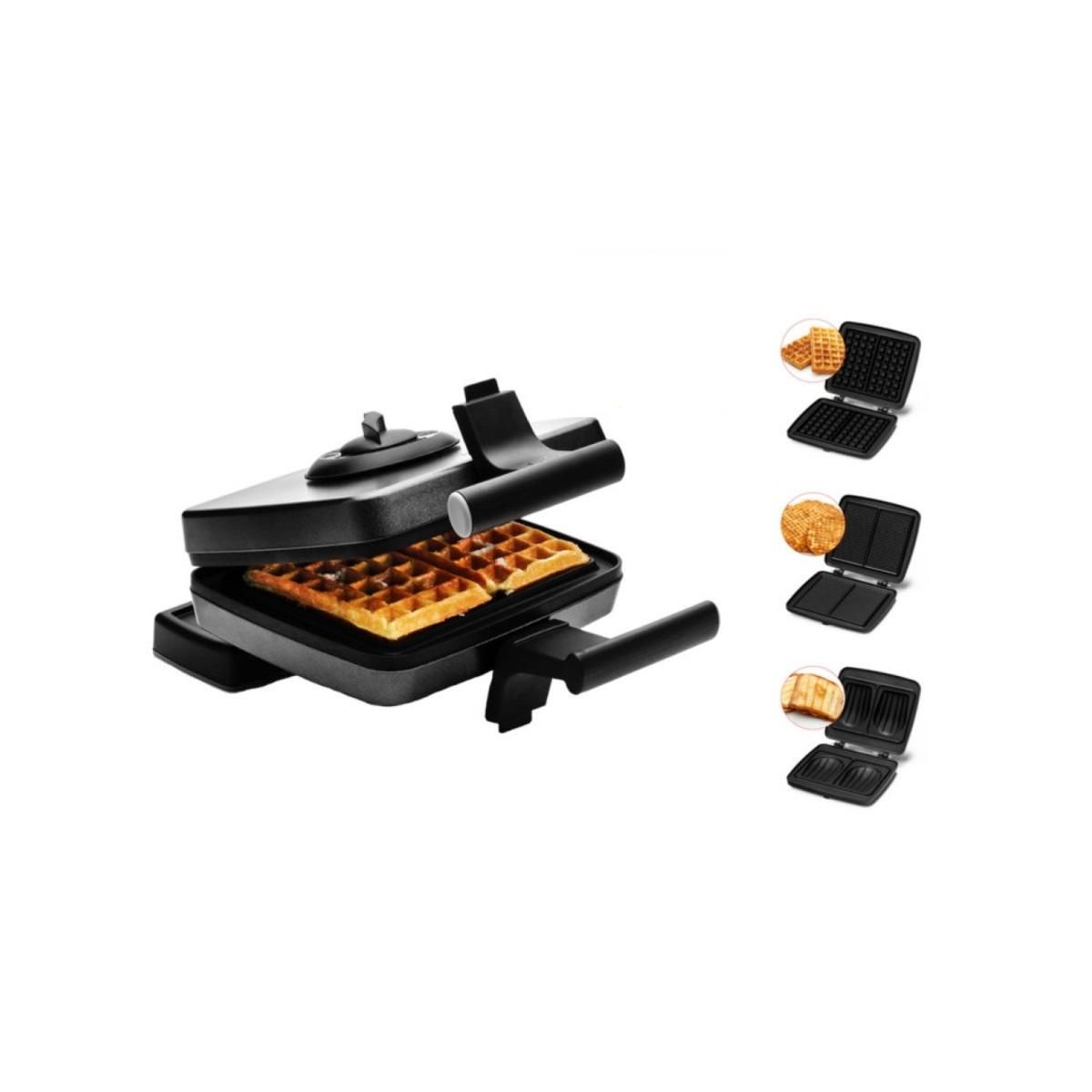 FRIFRI Croque-gaufre gaufrette 3 plaques 1200w noir - FRI022824512BLP