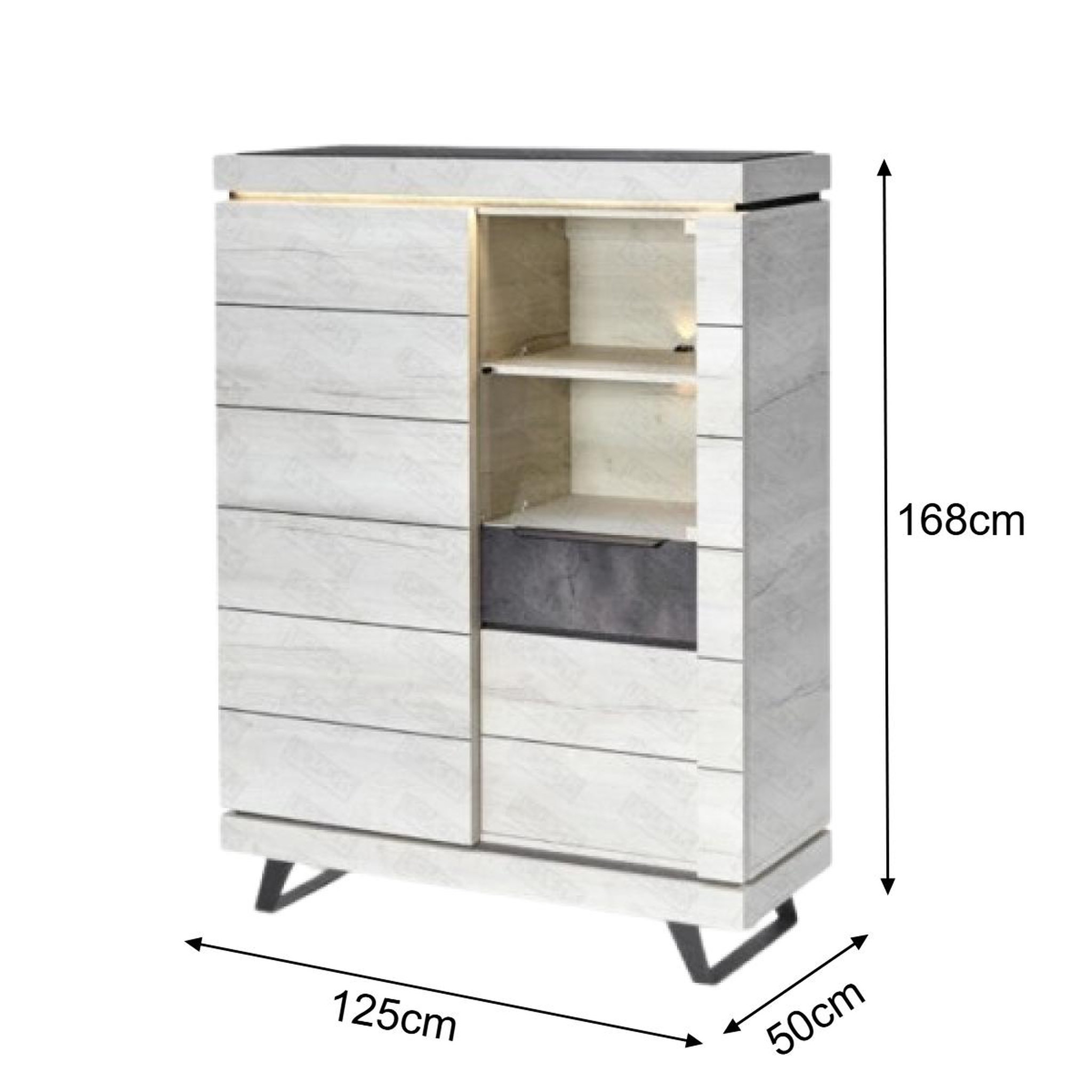 Voir la diapositive 4 : JLC KREATION Argentier-bar contemporain chêne blanchi + led 125cm gilda