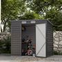 Voir la diapositive 2 : OUTSUNNY Abri de jardin cabanon dim. 191L x 130l x 166H cm porte verrouillable ventilations tôle acier ondulé gris