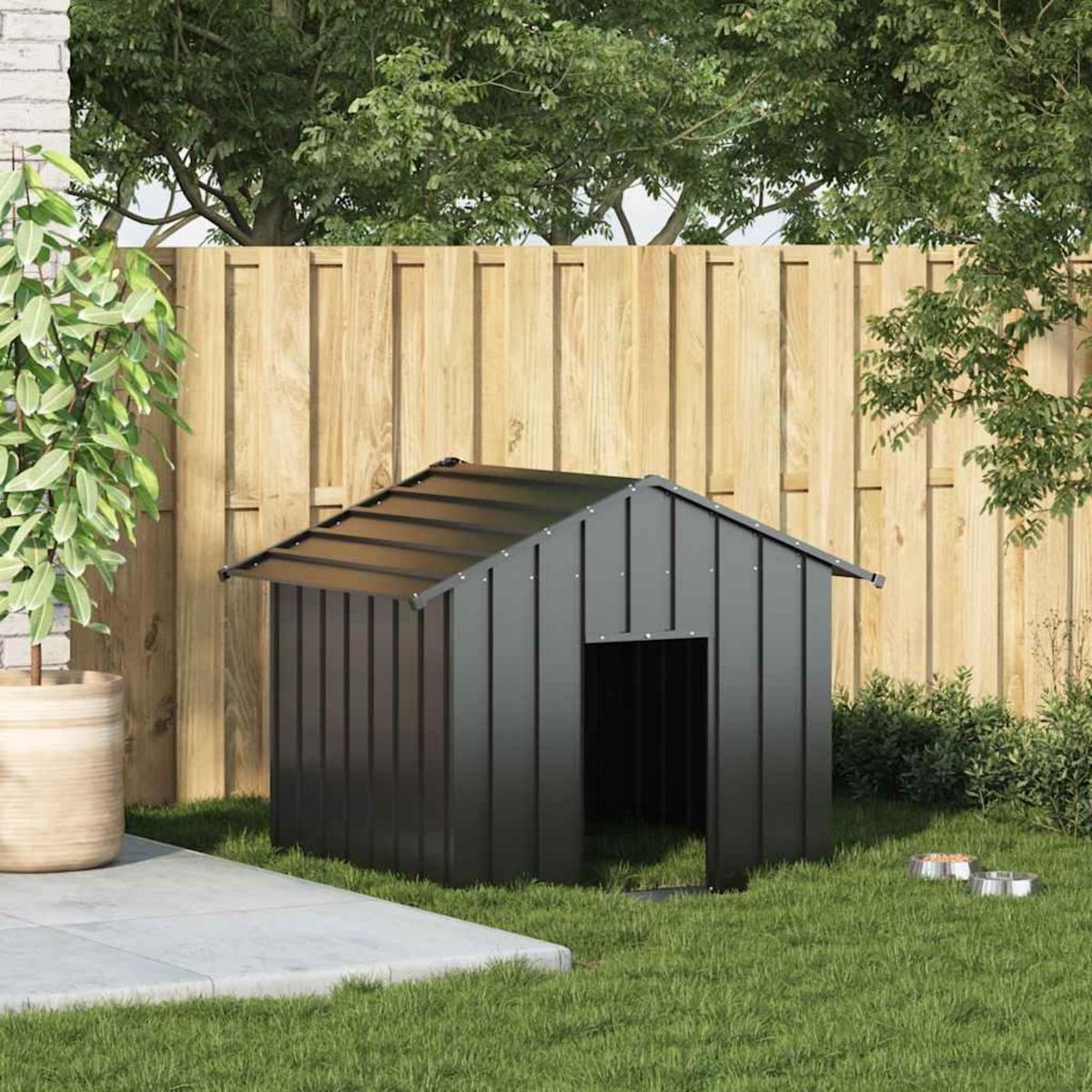 VIDAXL Niche pour chien avec toit noir 131x101x102 cm acier galvanise