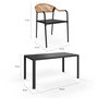 Voir la diapositive 6 : ID MARKET Salon de jardin MADEIRA table 150 cm et 6 chaises cordage et textilène noir et rotin clair