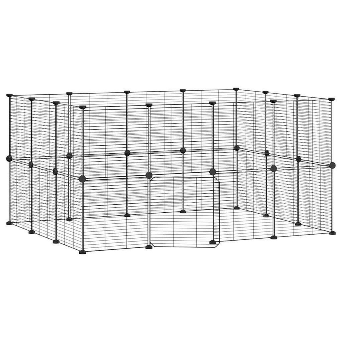 VIDAXL Cage animaux de compagnie a 28 panneaux et porte Noir 35x35 cm