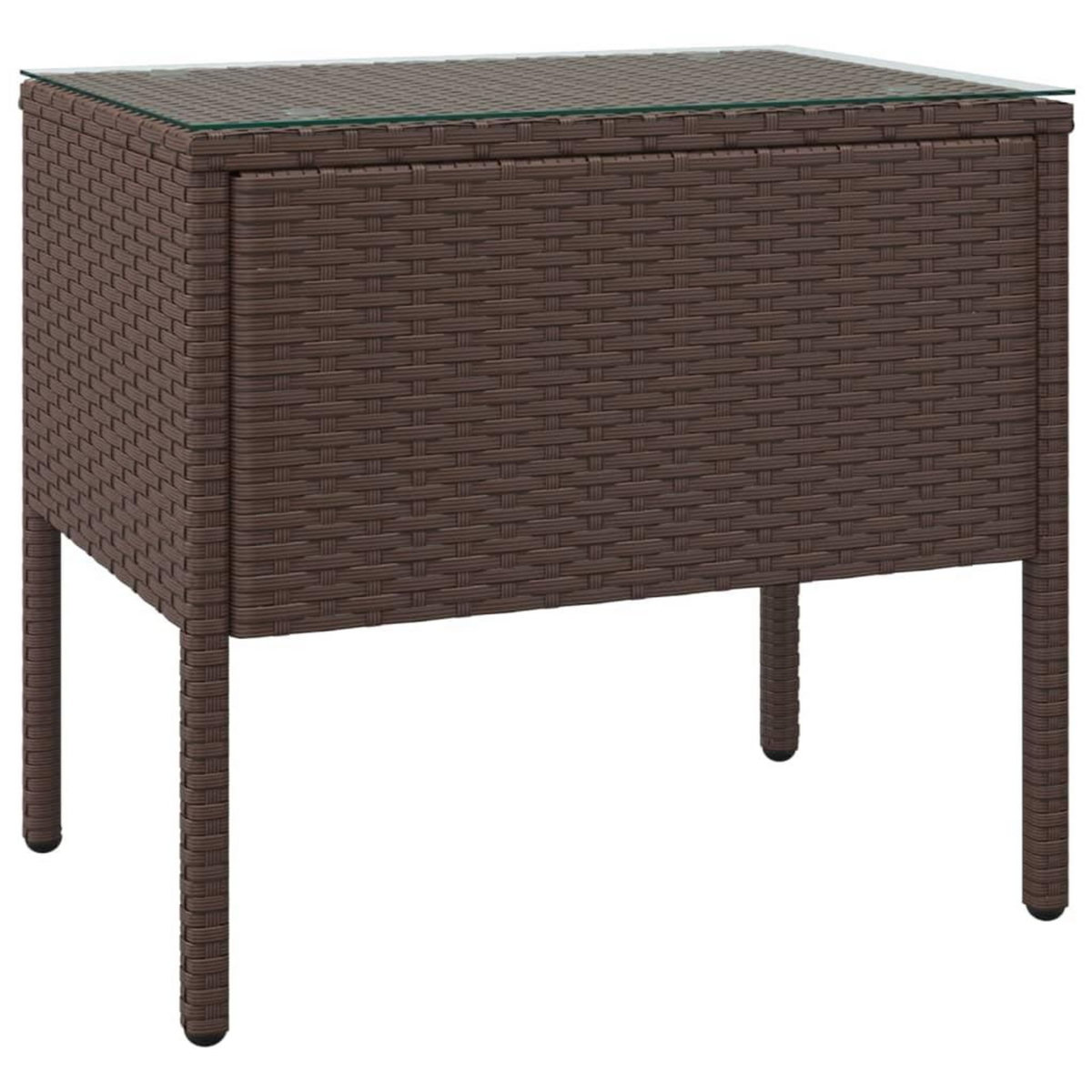 VIDAXL Table d'appoint marron 53x37x48 cm poly rotin et verre trempe