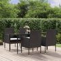 Voir la diapositive 1 : VIDAXL Ensemble a manger de jardin coussins 5pcs Noir Resine tressee