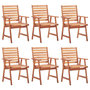 Voir la diapositive 2 : VIDAXL Chaises a manger d'exterieur lot de 6 et coussins Acacia massif