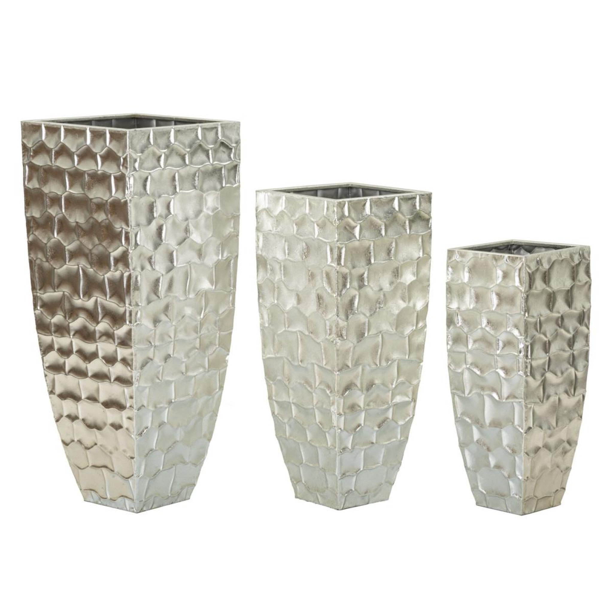 Paris Prix Lot de 3 vases en métal  argy  90cm argent