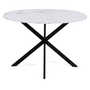 Voir la diapositive 3 : ID MARKET Table à manger ronde ALIX 6 personnes pied araignée noir et plateau effet marbre blanc ALASKA 110 cm