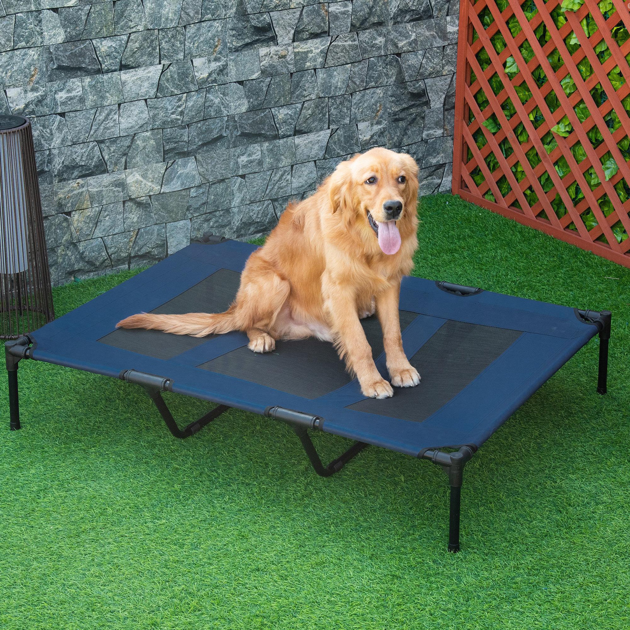Voir la diapositive 2 : PAWHUT Lit sur pieds xxl pour chien chat lit de camp animal lit surélevé oxford textilène micro-perforé dim. 122l x 92l x 23h cm bleu