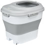 Voir la diapositive 1 : PAWHUT Conteneur à croquettes pour chiens et chats pliable 25L - roulettes, tasse, bol, cuillère - gris
