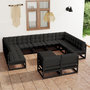 Voir la diapositive 1 : VIDAXL Salon de jardin 12 pcs avec coussins Noir Bois de pin massif