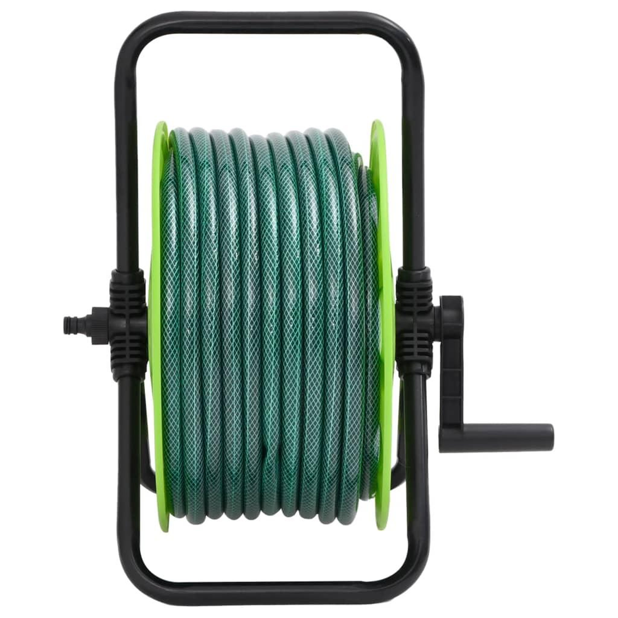 Voir la diapositive 2 : VIDAXL Enrouleur de tuyau vert sur pied avec jeu de raccords de tuyaux