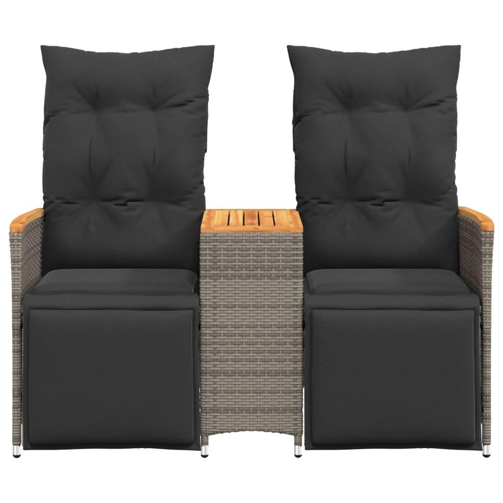 Voir la diapositive 4 : VIDAXL Canape de jardin inclinable 2 places avec table gris poly rotin