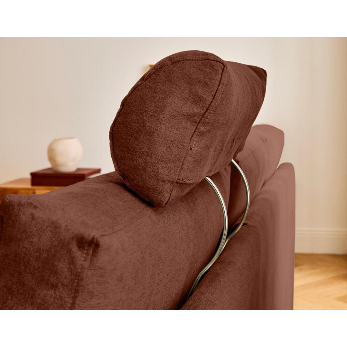 BEST MOBILIER Barrie - canapé d'angle réversible 4 places avec têtière amovible en tissu