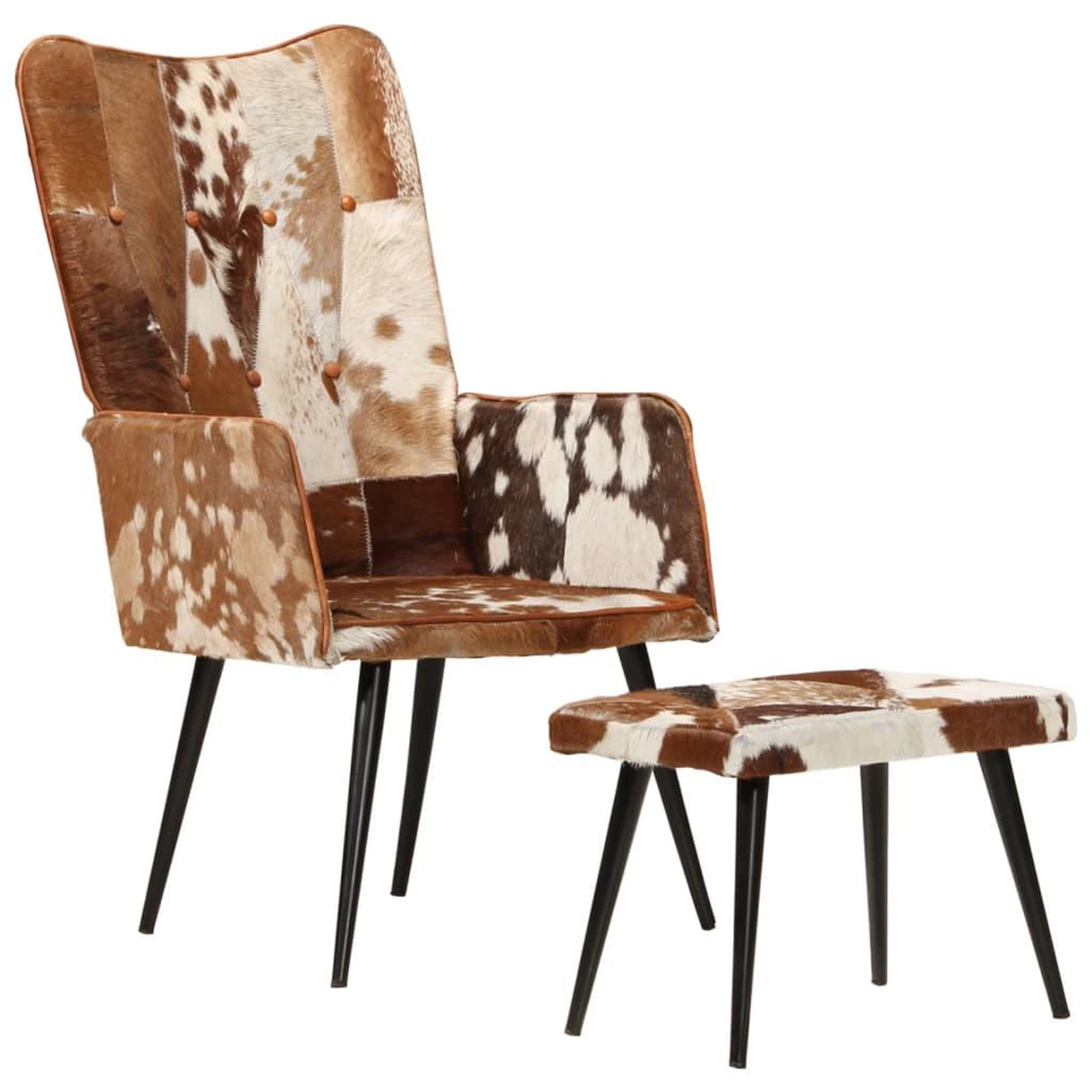 Voir la diapositive 1 : VIDAXL Chaise a oreilles avec repose-pied Marron Cuir veritable
