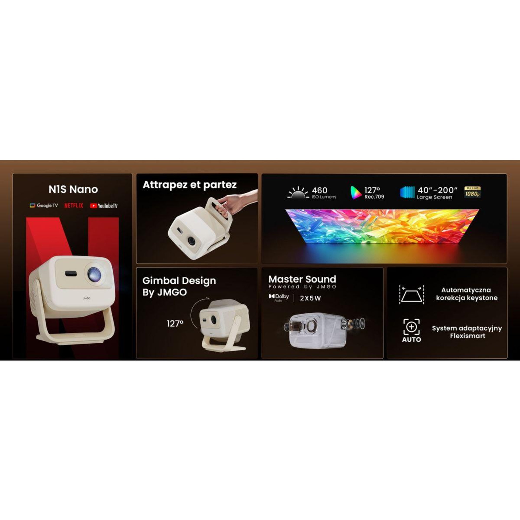 Voir la diapositive 2 : JMGO Vidéoprojecteur home cinéma n1s nano