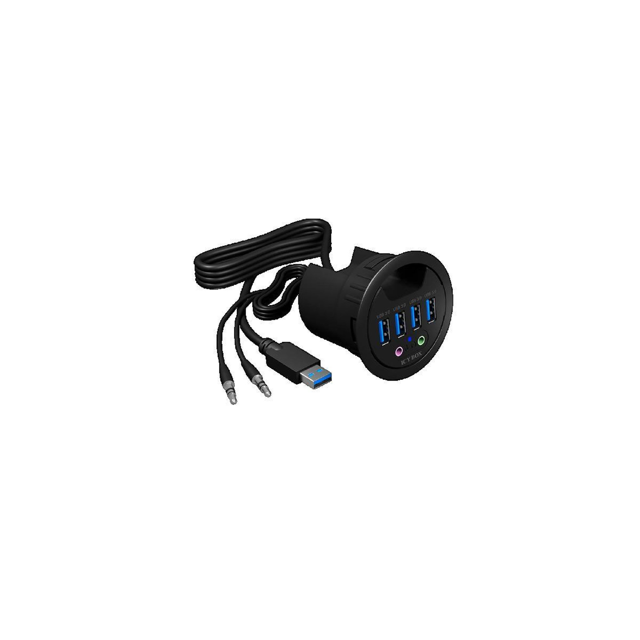 Icy Box Hub USB icy-box IB-Hub1403A 4 ports USB 3.0 avec entrée/sortie audio