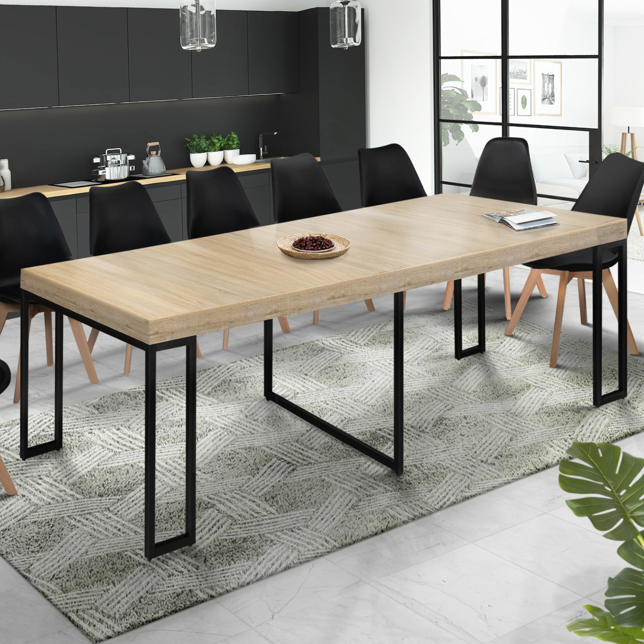 Voir la diapositive 2 : ID MARKET Table console extensible toronto 14 personnes 300 cm design industriel
